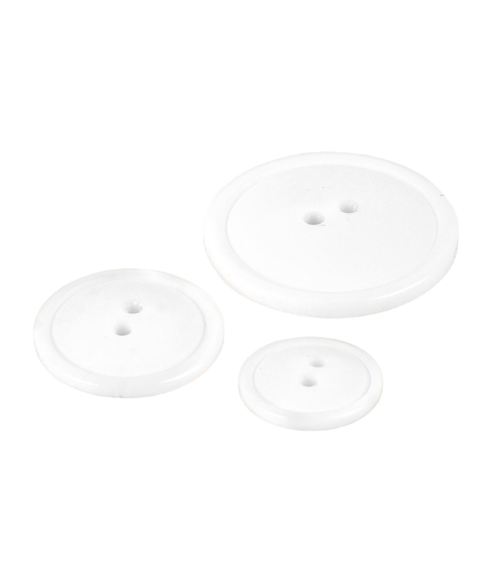 Set of 6 round buttons 2 holes classic white