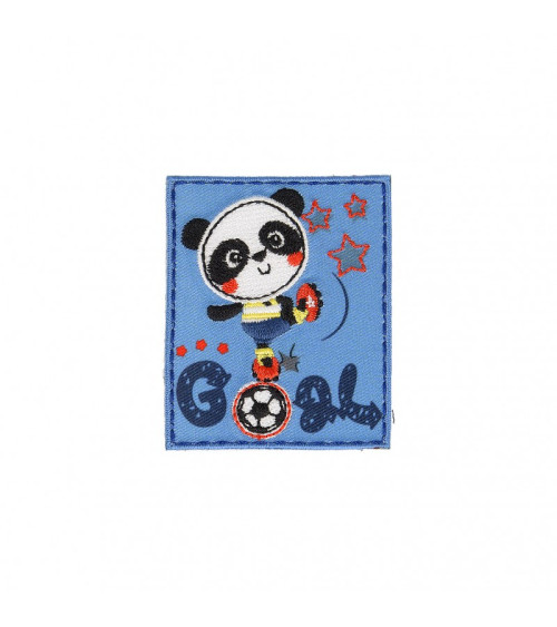 Ecusson thermocollant Grand Panda au foot 4,5cm x 6cm