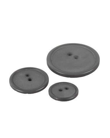 Set of 6 classic grey 2-hole round buttons