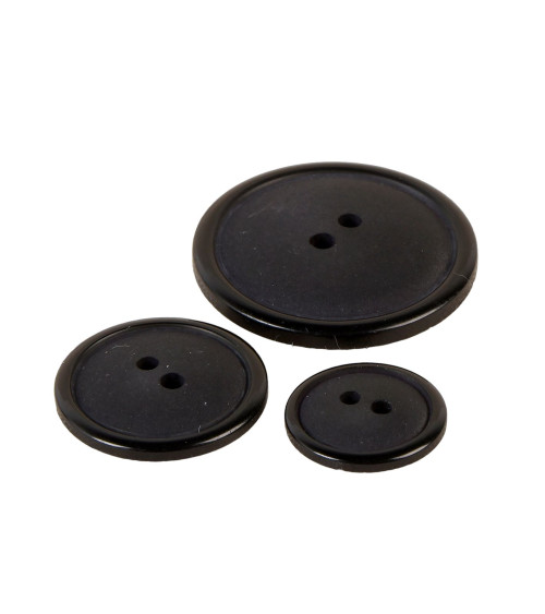 Set of 6 round buttons 2 holes classic black
