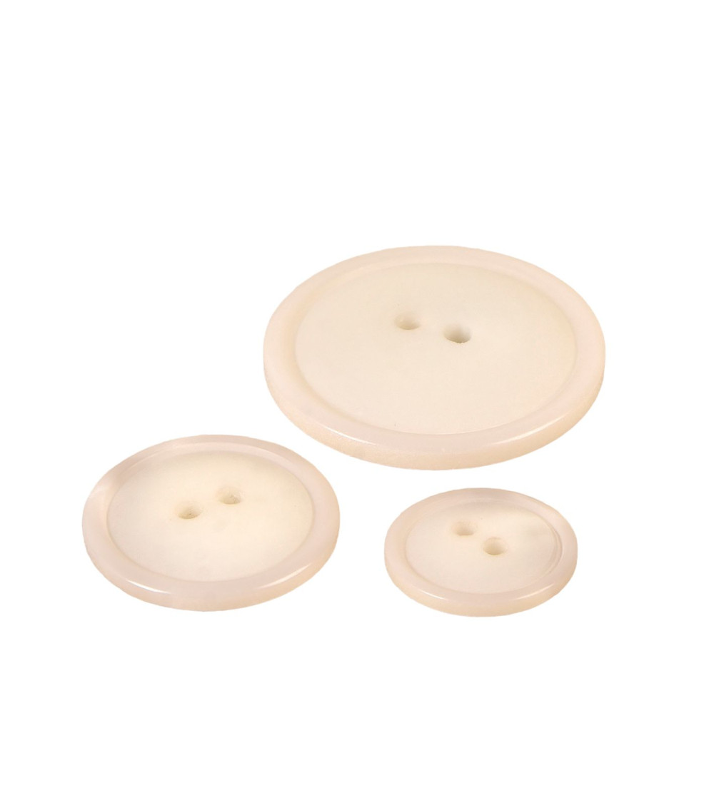 Set of 6 round buttons 2 holes classic ivory