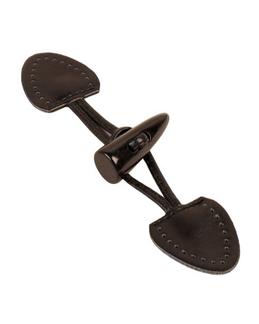 Set of 5 pre-drilled imitation leather frogs 3.5x17cm black