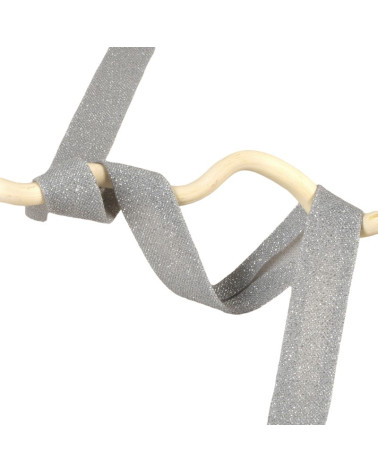 Biais pailleté gris clair 20mm au mètre