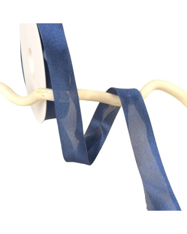 Spool of 25m of iridescent blue metal bias binding 20mm