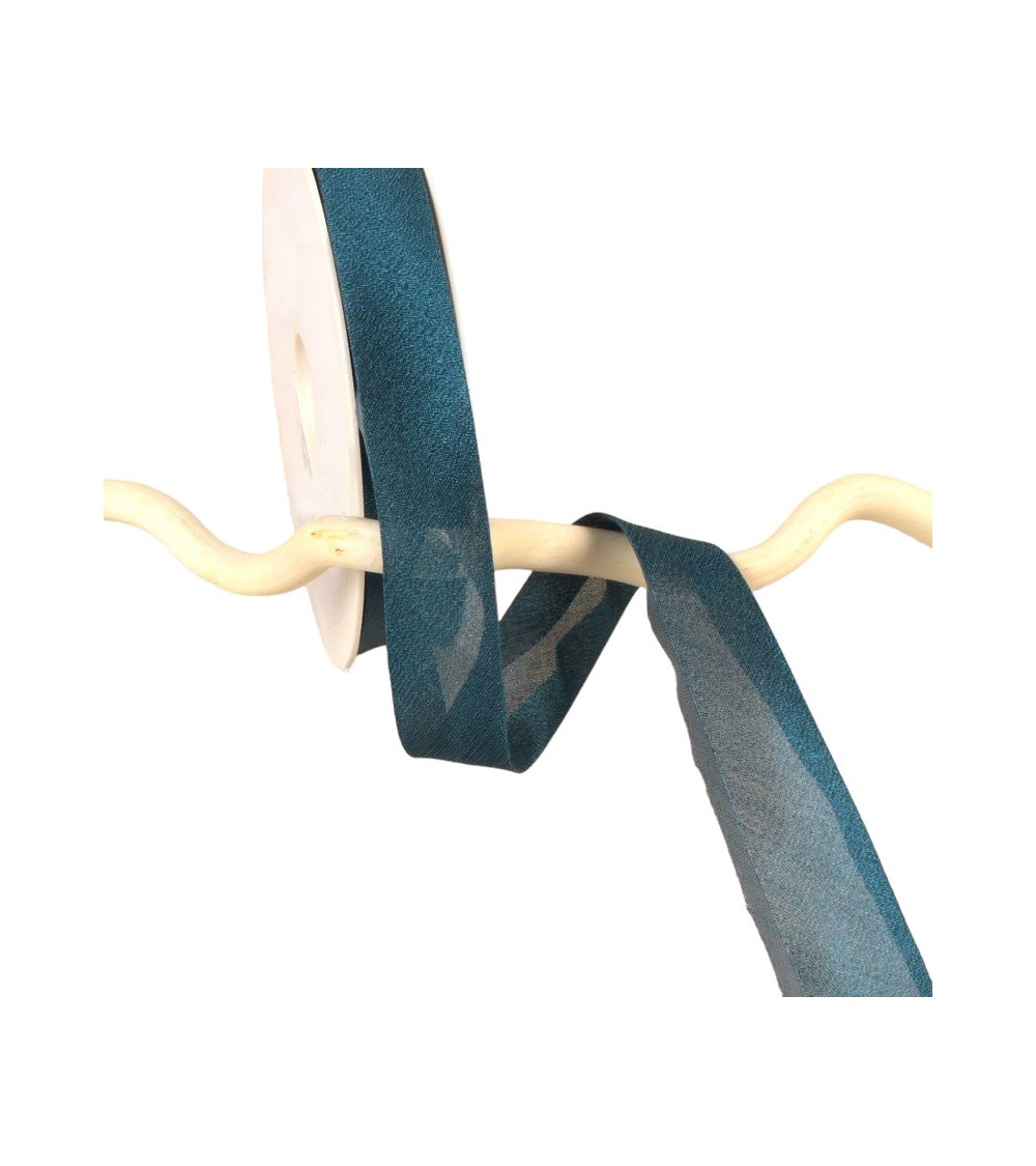 Bobina da 25 m in sbieco metallico iridescente blu anatra 20 mm