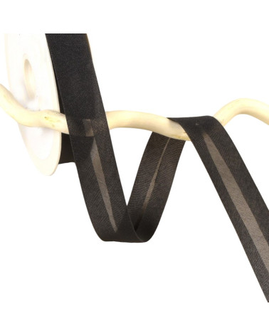 Spool of 25m of black iridescent metal bias binding 20mm