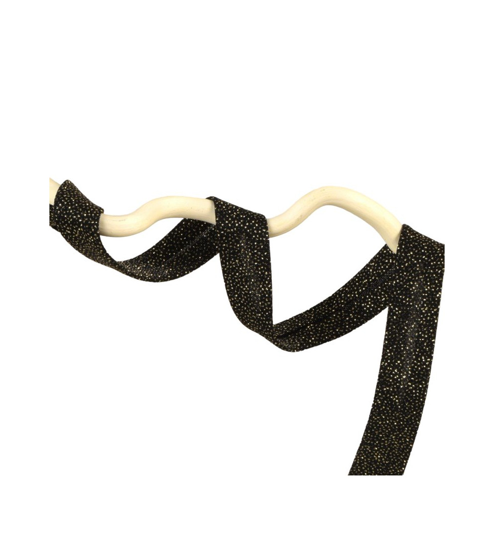 20m reel black silver glitter bias 20mm