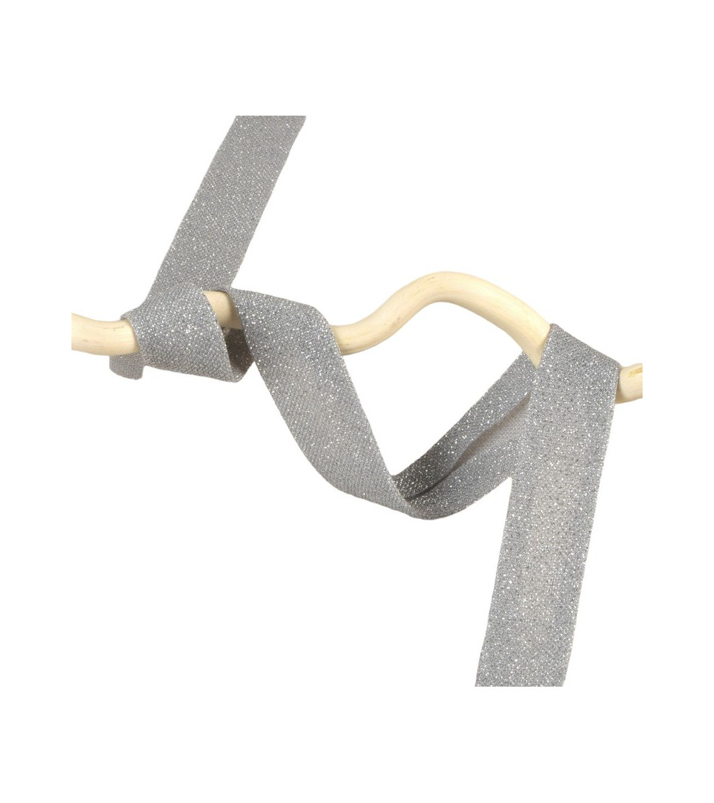 20-m-Spule mit hellgrauem Glitzer, Schrägband 20 mm