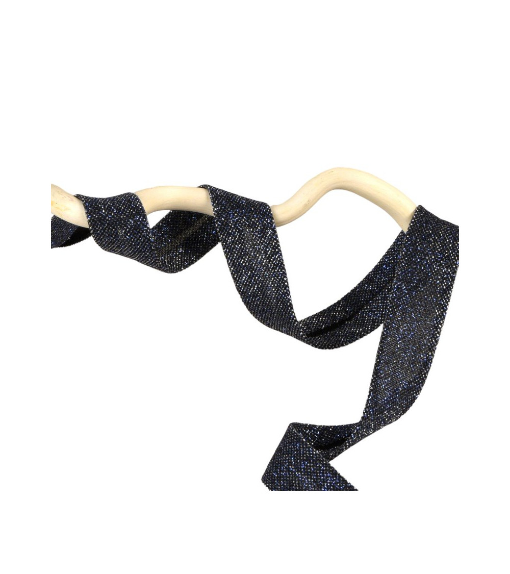 Spool of 20m of royal blue glitter bias binding 20mm