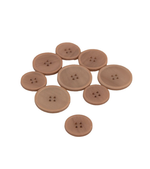 Bouton bio résine 4 trous beige foncé