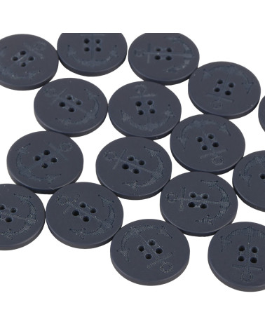 Set of 6 4-hole navy blue anchor buttons