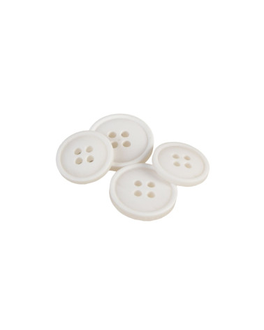 Set of 6 white 4-hole organic resin buttons