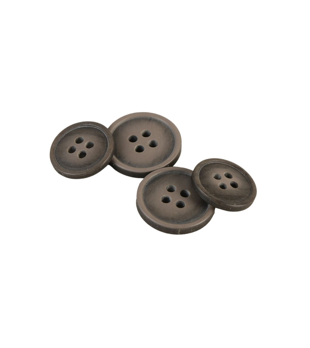 Lot de 6 boutons bio résine 4 trous marron