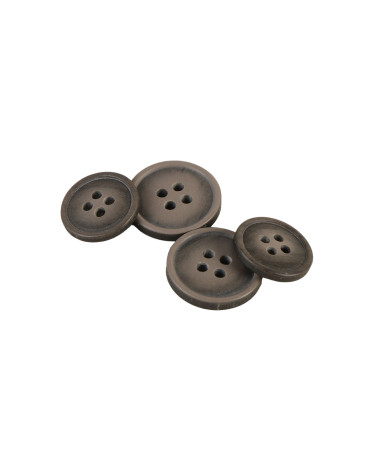 Set of 6 organic resin buttons 4 holes brown