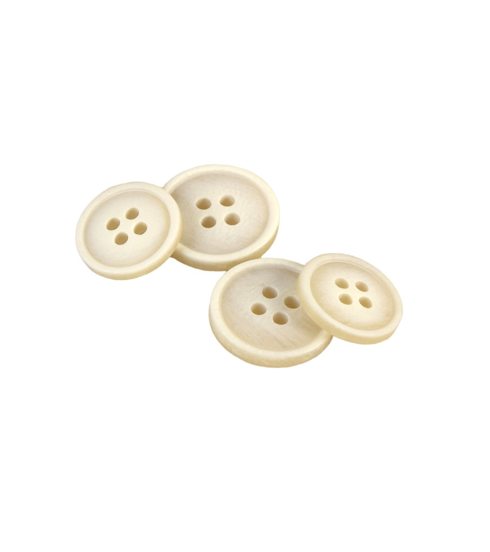 Set of 6 organic resin buttons 4 holes stone beige