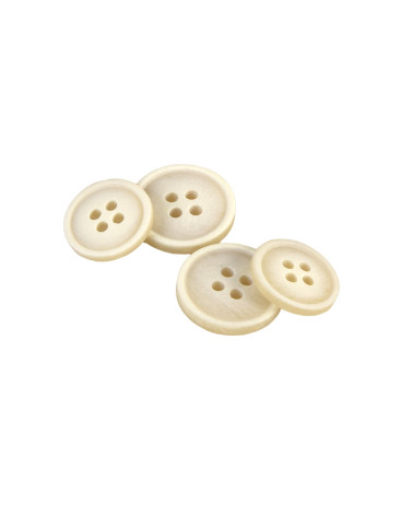Set of 6 organic resin buttons 4 holes stone beige