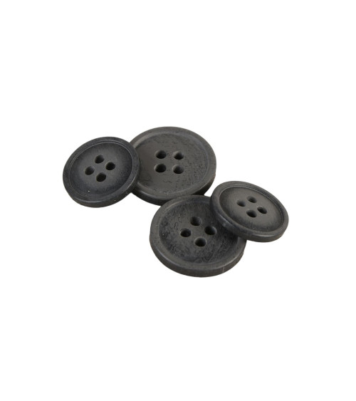 Lot de 6 boutons bio résine 4 trous gris anthracite