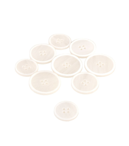 Lot de 6 boutons bio résine 4 trous blanc