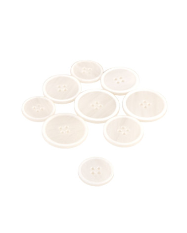 Set of 6 white 4-hole organic resin buttons