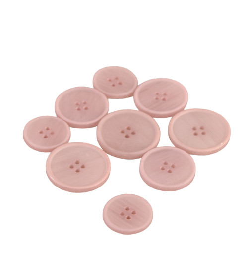 Lot de 6 boutons bio résine 4 trous rose laurier