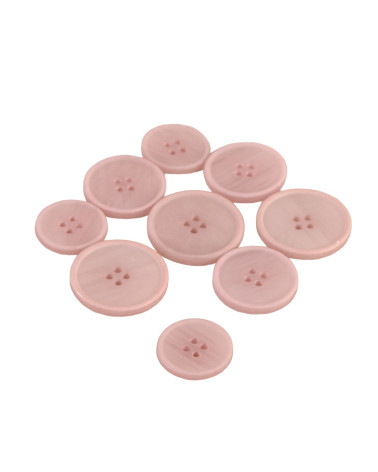 Set of 6 organic resin buttons 4 holes laurel pink