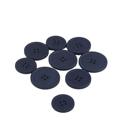 Lot de 6 boutons bio résine 4 trous bleu marine