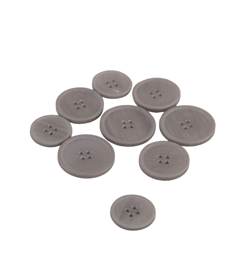 Lot de 6 boutons bio résine 4 trous gris foncé