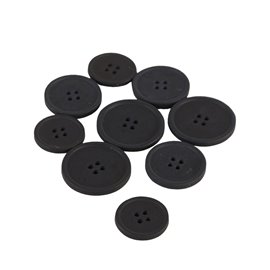 Lot de 6 boutons bio résine 4 trous noir