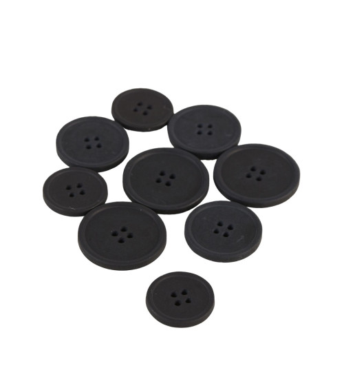 Lot de 6 boutons bio résine 4 trous noir