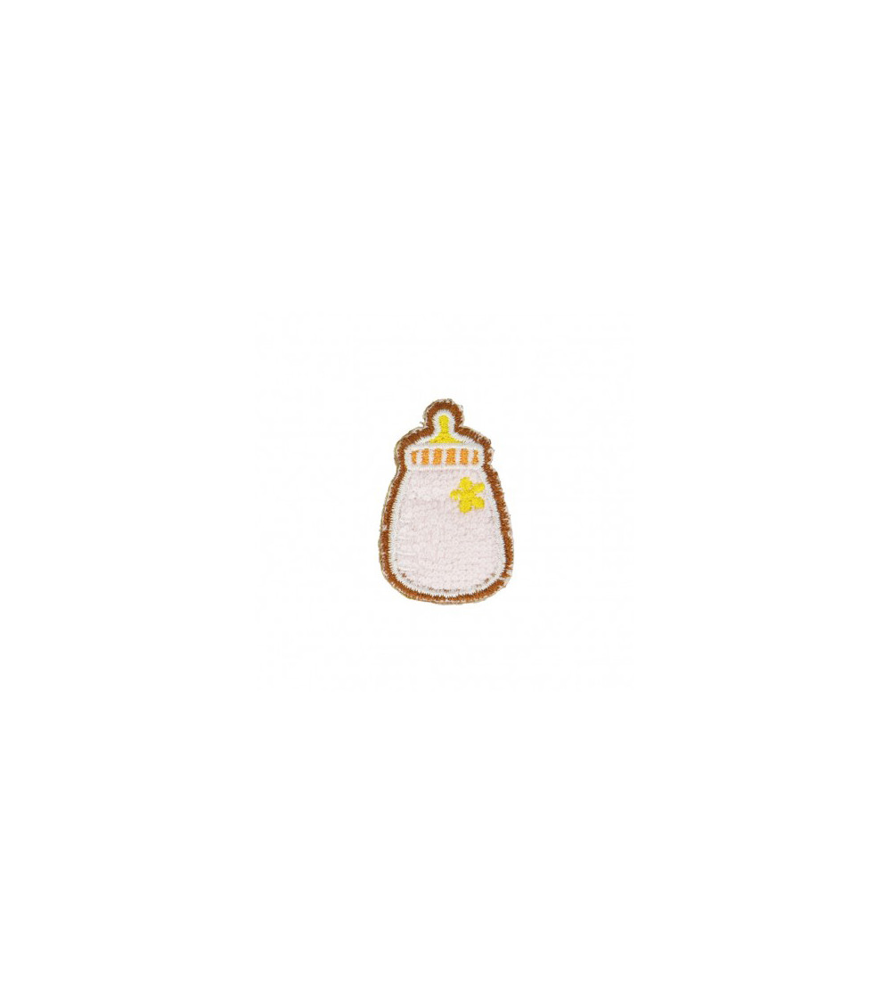 Brown baby bottle iron-on patch 3cm x 2.5cm