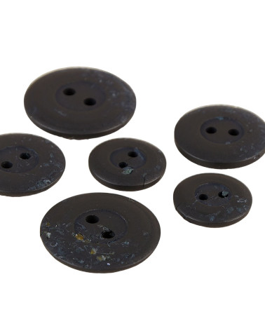Set mit 6 runden Knöpfen, 2 Chipslöchern, 23 mm, Schwarz