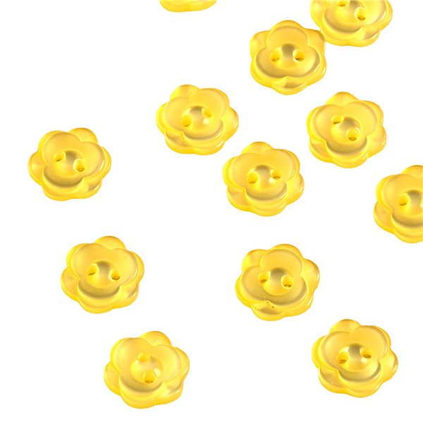 Lot de 6 boutons 2 trous fleur 13mm jaune