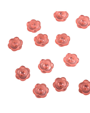 Set of 6 2-hole flower buttons 13mm pink