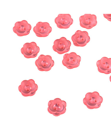Lot de 6 boutons 2 trous fleur 13mm Fuchsia