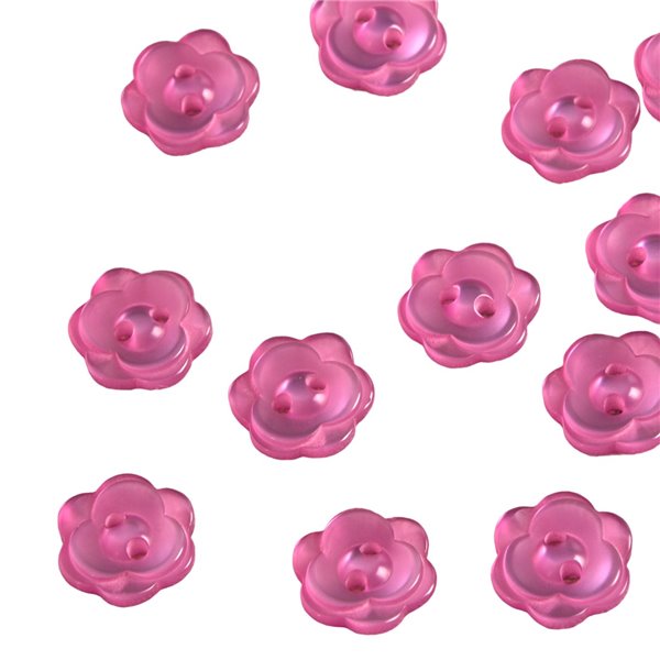 Lot de 6 boutons 2 trous fleur 13mm lilas