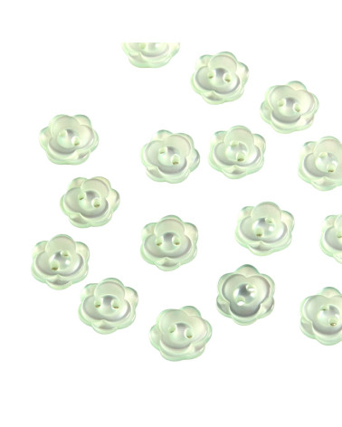 Lot de 6 boutons 2 trous fleur 13mm vert d'eau