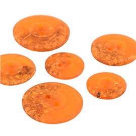 Bouton rond 2 trous copeaux 15mm orange