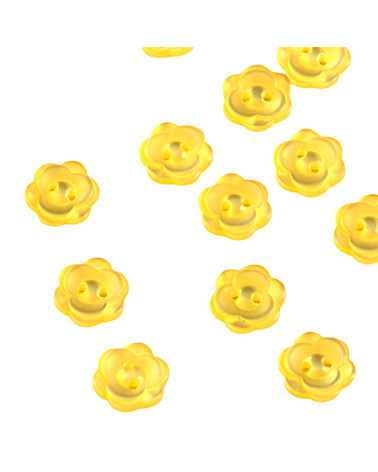 Bouton 2 trous fleur 13mm jaune
