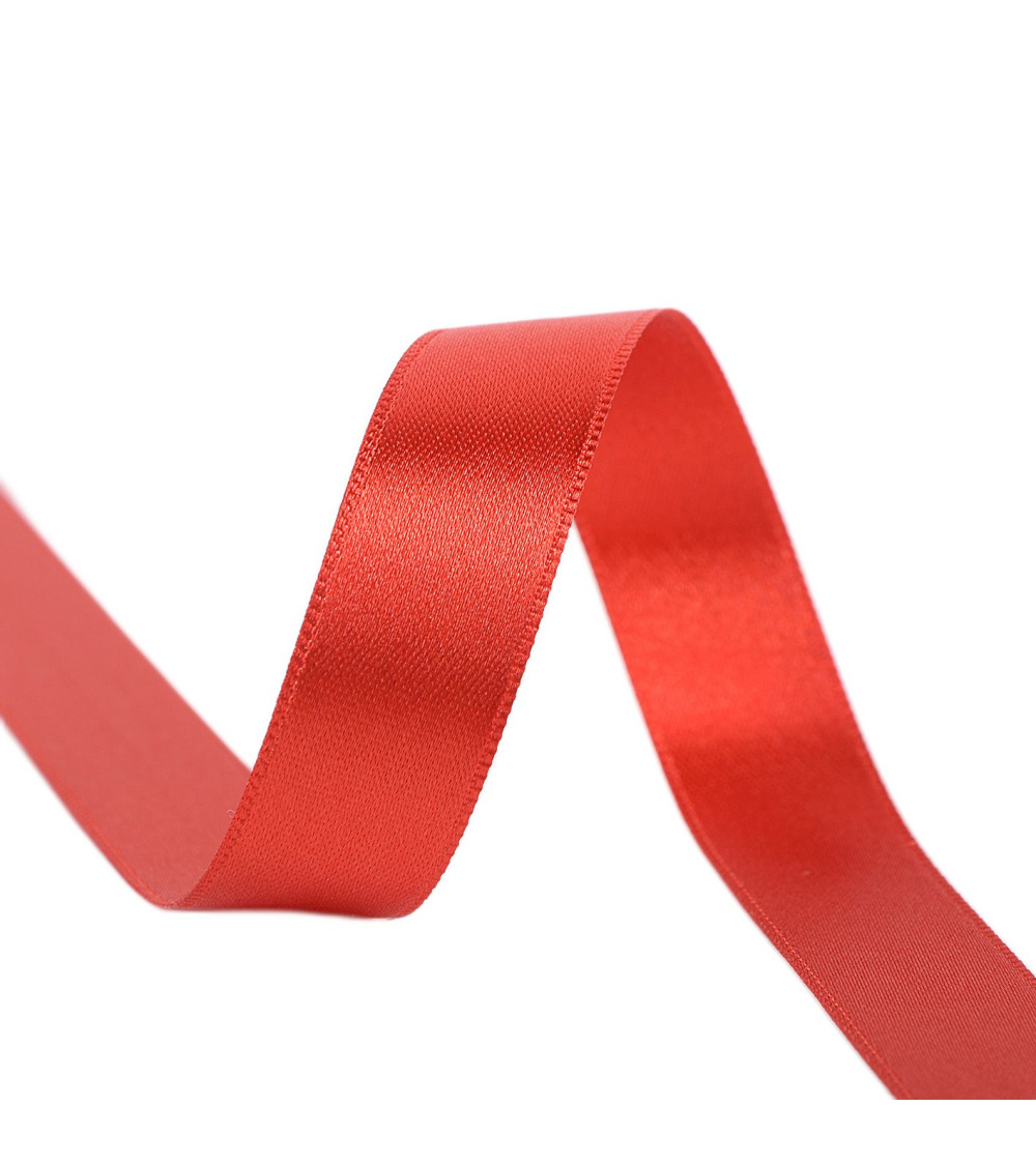 25m reel double-sided satin ribbon Red made in France