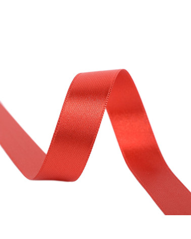25m spool of double-sided satin ribbon Red made in France