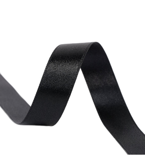 25m reel double-sided satin ribbon Black made in France