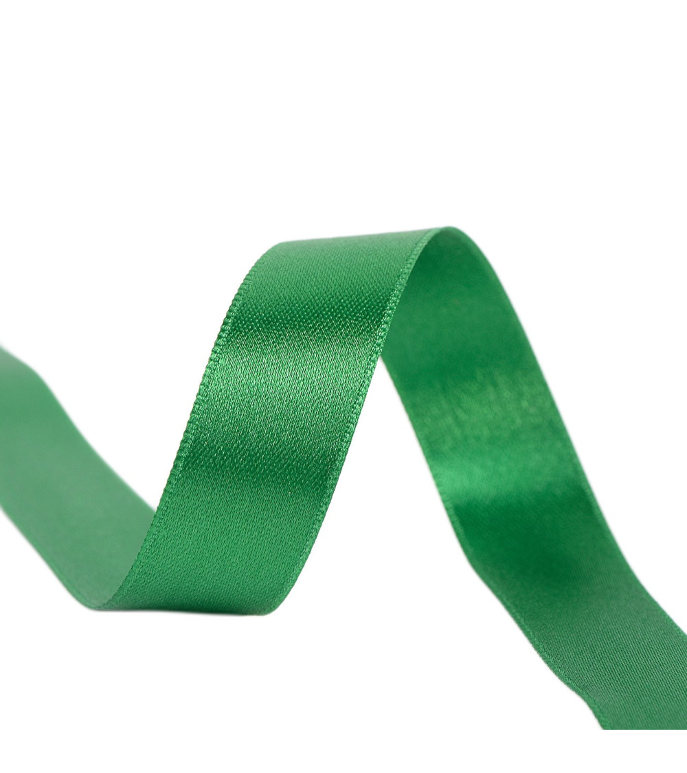 25m reel double-sided satin ribbon Anise green made in France