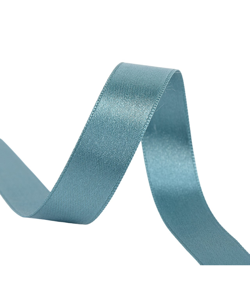 25m reel double-sided satin ribbon Lavender blue made in France