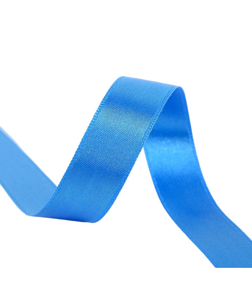 25m reel double-sided satin ribbon Celestial blue made in France
