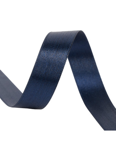 Bobine 25m ruban satin double face Bleu marine foncé fabriqué en France