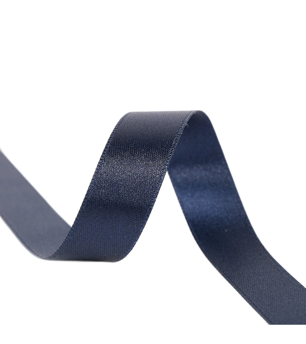 25m reel double-sided satin ribbon Navy made in France