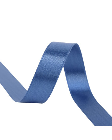 Spool of 25m double-sided satin ribbon Cobalt blue made in France