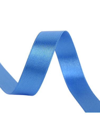 25m spool of double-sided satin ribbon Azure Blue made in France