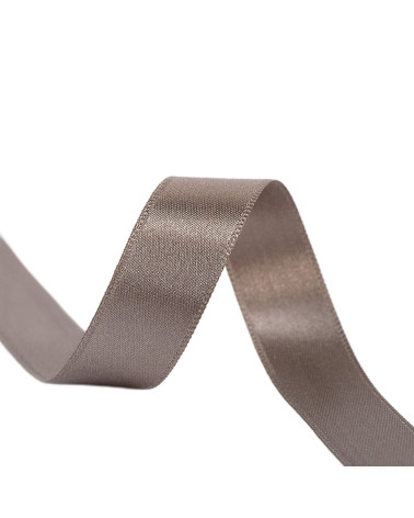 Spool of 25m double-sided satin ribbon in Khaki made in France