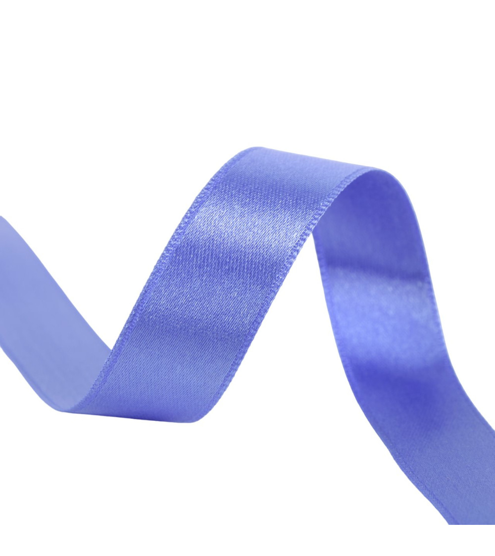 25m reel double-sided satin ribbon Indigo made in France